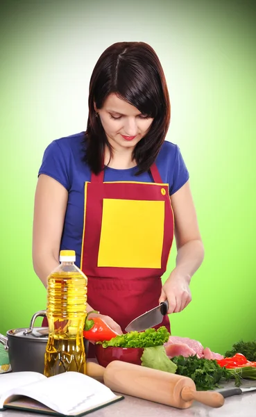 Chica chef en cocina — Foto de Stock