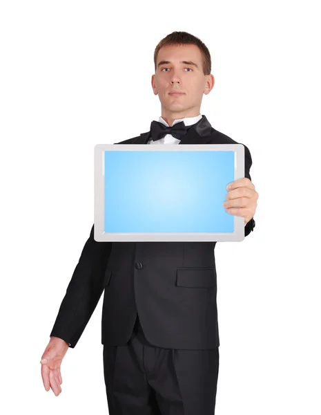 Businessman holding tablet — Stock Photo, Image