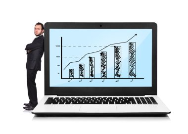 işadamı ve dizüstü grafik ile