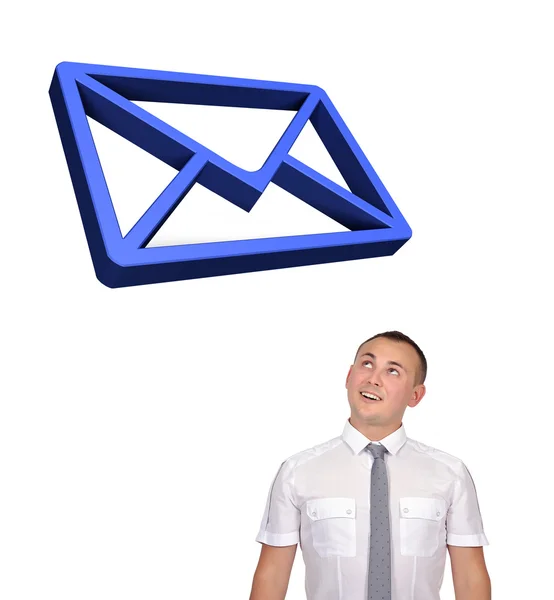 Uomo d'affari guardando simbolo e-mail — Foto Stock