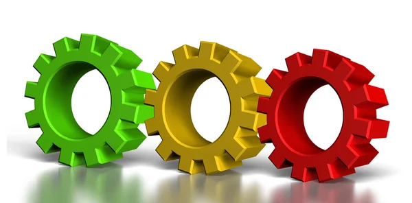 Three color gears — Stock Photo, Image