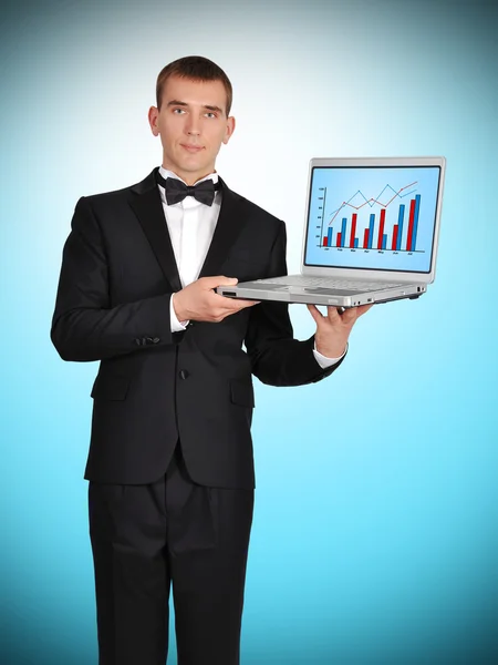 Laptop with chart — Stock Photo, Image