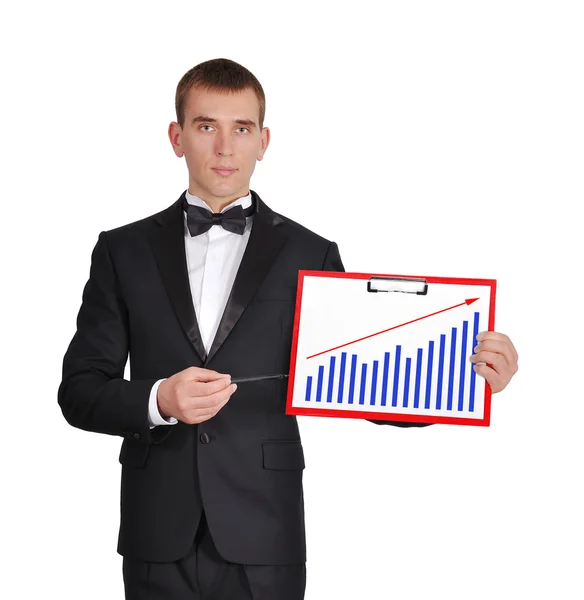 Red clipboard with chart — Stock Photo, Image