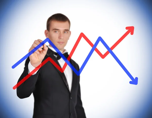 Geschäftsmann zeichnet Diagramm — Stockfoto