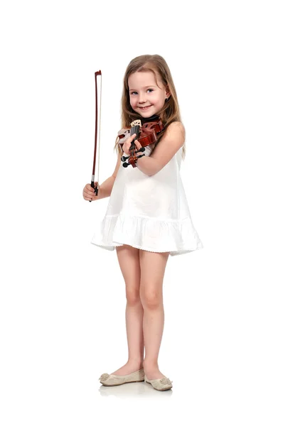 Menina segurando violino — Fotografia de Stock