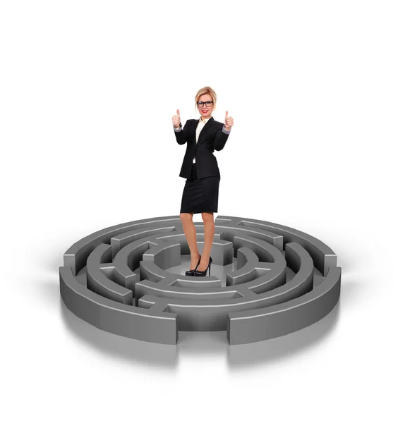 Businesswoman in labyrinth — Stock Photo, Image