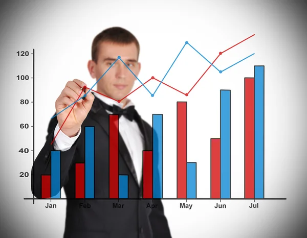 Geschäftsmann zeichnet Diagramm — Stockfoto