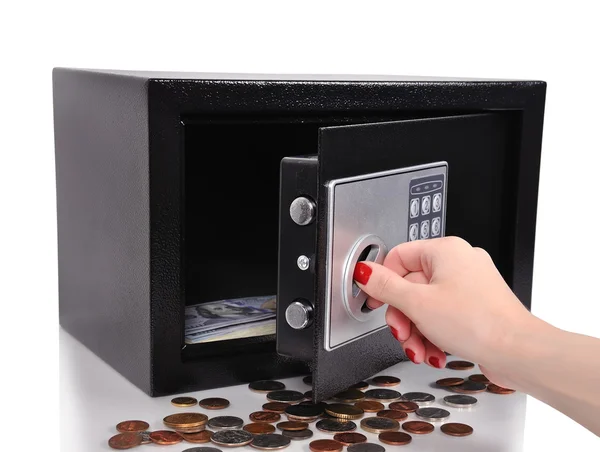 Hand opened safe — Stock Photo, Image