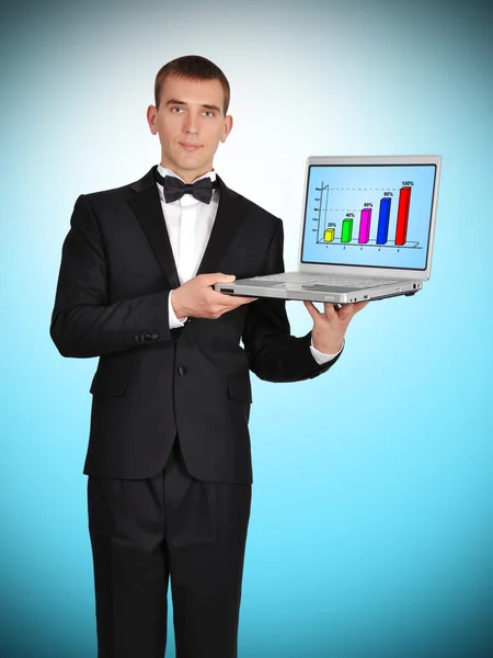 Laptop with chart on screen — Stock Photo, Image