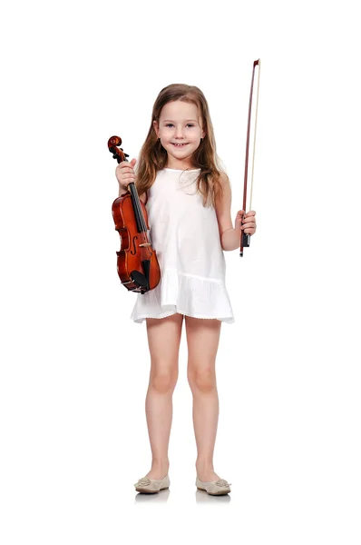 Menina segurando violino — Fotografia de Stock