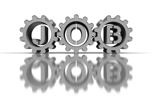 Silver gears with job — Stock Photo, Image