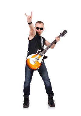 elektrik gitar çalmaya müzisyen