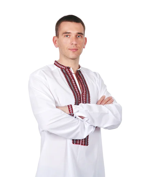 Guy in Ukrainian embroidered shirt — Stock Photo, Image