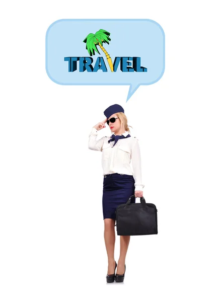 Stewardess dreaming of travel — Stock Photo, Image