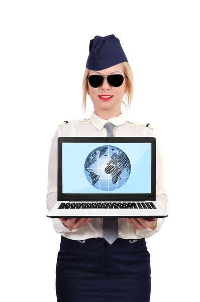 Laptop with earth on screen — Stock Photo, Image