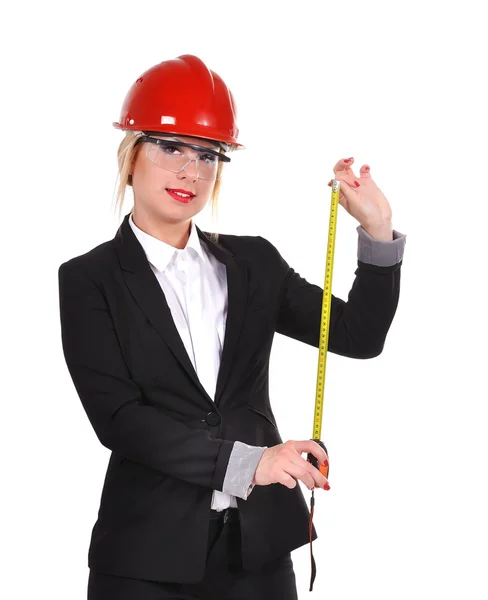 Engineer with tape measure — Stock Photo, Image