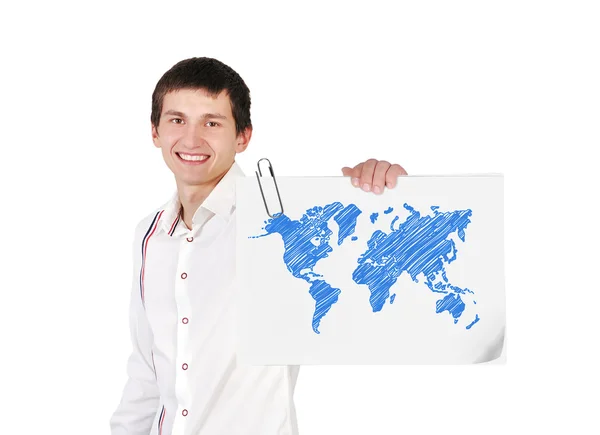 Dünya Haritası ile afiş — Stok fotoğraf