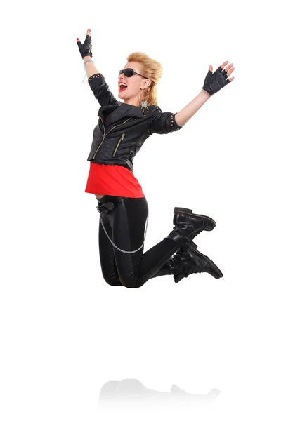 로커 여자 점프 — Stok fotoğraf