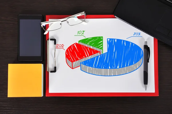 Clipboard with pie graph — Stock Photo, Image