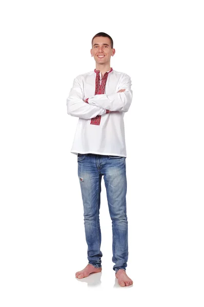 Man in Ukrainian embroidered shirt — Stock Photo, Image