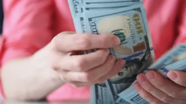 Женщина Считает Деньги Концепция Успеха Бизнеса Финансов Закрыть — стоковое видео