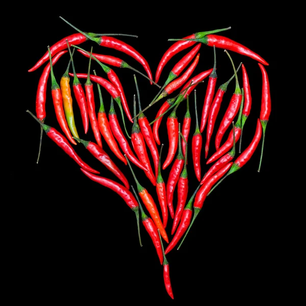Corazón. Chiles rojos picantes — Foto de Stock