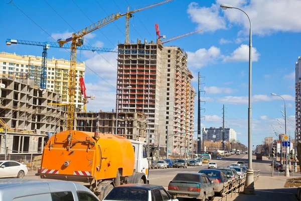 Construção do novo distrito. construção moderna — Fotografia de Stock