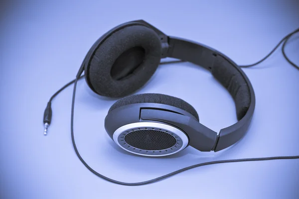 Headphones. toning in blue color — Stock Photo, Image