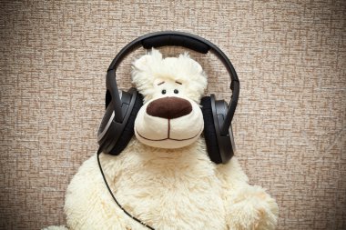 oyuncak ayı ile kulaklıklar