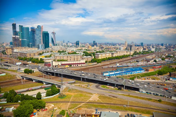 Vista de Moscou e um centro de negócios Moscou-Cidade — Fotografia de Stock