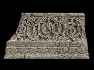 bir ortaçağ Ermeni süs siyah izole parçası
