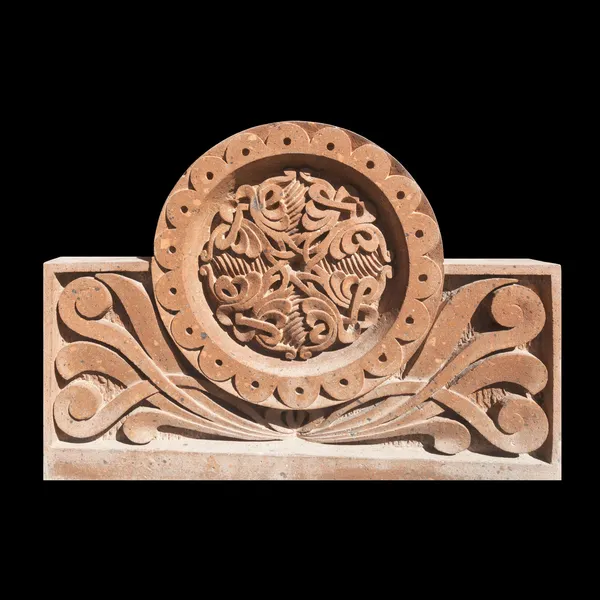 Medieval Armenian ornament on cross stone isolated on black — Stock Photo, Image