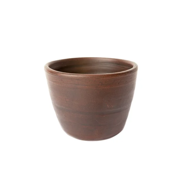 Cups for wine from clay. Hand made in the old Armenian style isolated over white — Stock Photo, Image