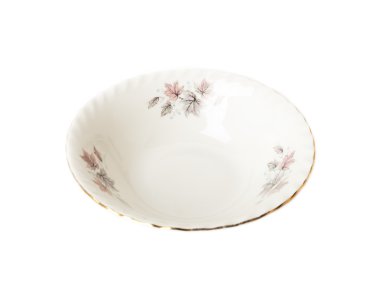 sonbahar süsleme ile porselen derin kase üzerinde beyaz izole bırakır