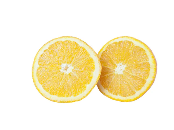 Dos mitades de naranja aisladas en blanco — Foto de Stock