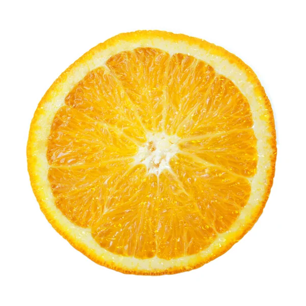 Fresh and juicy sliced Orange with juicy drops on white background — Stock Photo, Image