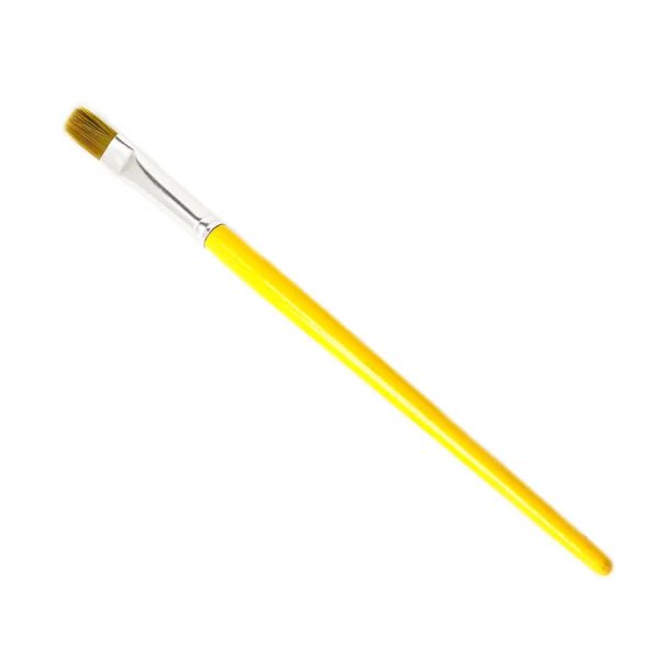 Pennello giallo legno isolato su bianco — Foto Stock