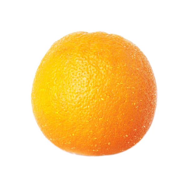 Arancione fresco e succoso con gocce d'acqua isolate su fondo bianco — Foto Stock