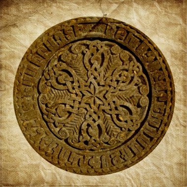 Medieval Armenian ornament  on old paper background clipart