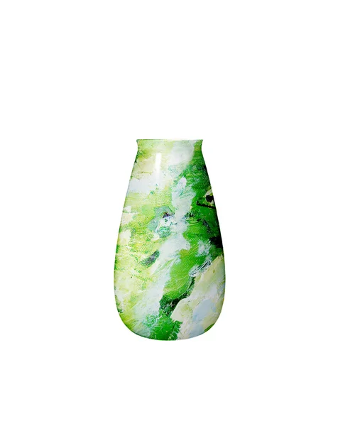 Керамічна ваза, пофарбована олійною фарбою, ізольована на білому тлі — стокове фото