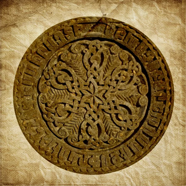 Medieval Armenian ornament  on old paper background — Stock Photo, Image