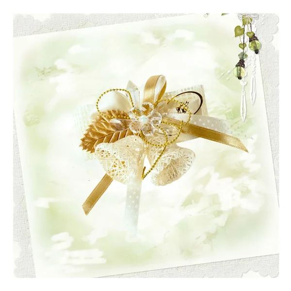 Original Festive Card with bells on pastel background — Stock Photo, Image