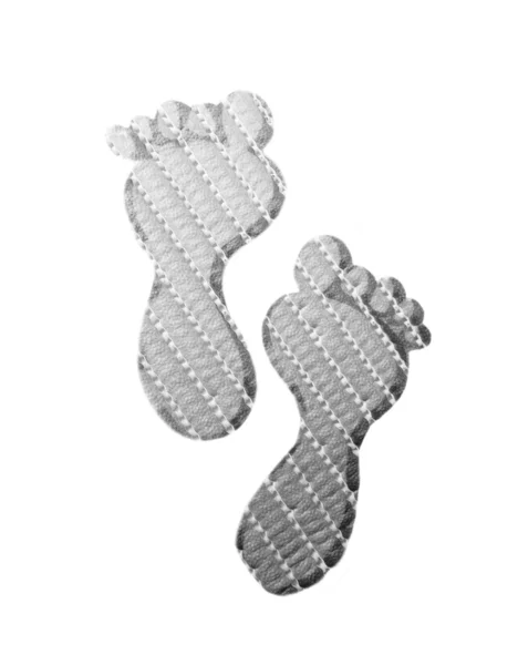 Monochrome Fußabdrücke isoliert auf weißem Hintergrund — Stockfoto