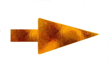 Parlak altın ok beyaz arkaplanda izole edilmiş sağı gösteriyor