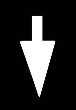 Siyah arkaplanda beyaz oktan aşağı izole edilmiş