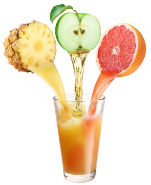 Juice flowing into the glass. clipart