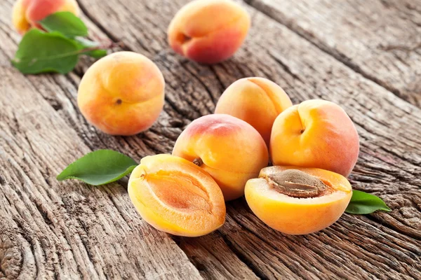 Aprikosen mit Blättern — Stockfoto