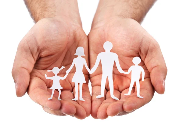 Cardboard figures of the family on a white background. — Stock Photo, Image