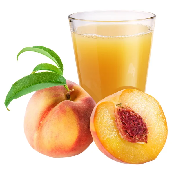 Peach juice with ripe peach — Stock Photo, Image