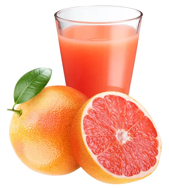 Grapefruitsap met rijpe grapefruit — Stockfoto